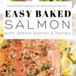 BEST Baked Salmon with Lemon Butter Pinterest Pin Collage Image