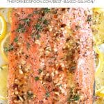 BEST Baked Salmon with Lemon Butter Pinterest Pin Collage Image