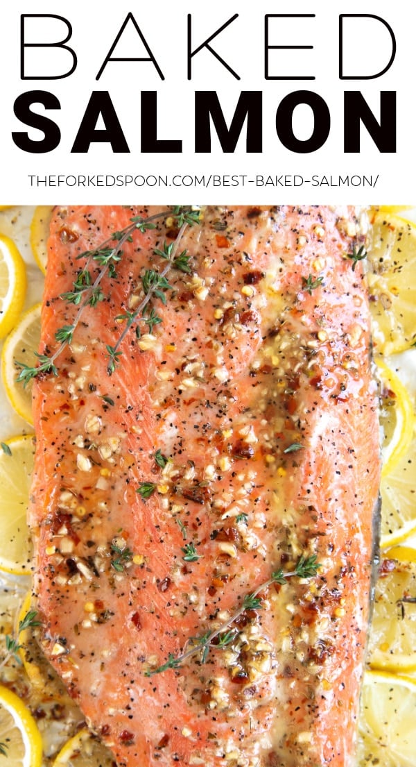 BEST Baked Salmon with Lemon Butter Pinterest Pin Collage Image