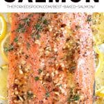 BEST Baked Salmon with Lemon Butter Pinterest Pin Collage Image
