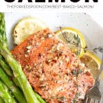 BEST Baked Salmon with Lemon Butter Pinterest Pin Collage Image