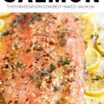 BEST Baked Salmon with Lemon Butter Pinterest Pin Collage Image