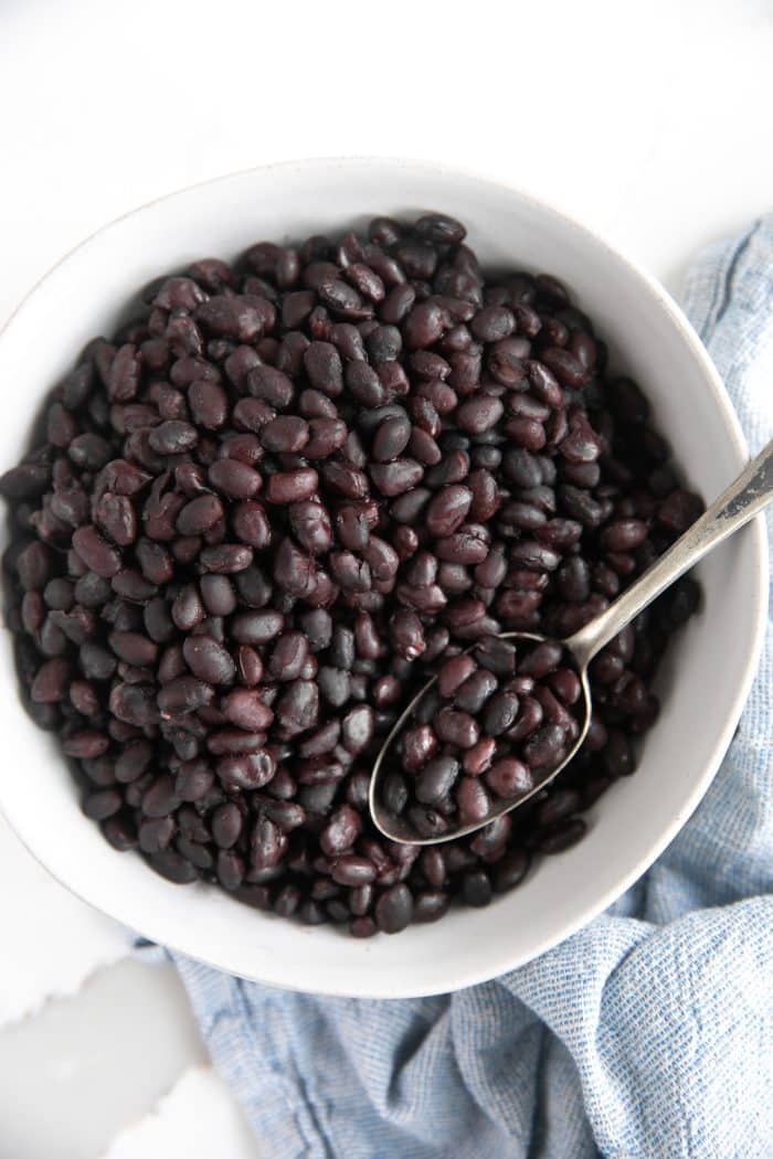 Overhead image of perfectly cooked black beans that were cooked in the Instant Pot.