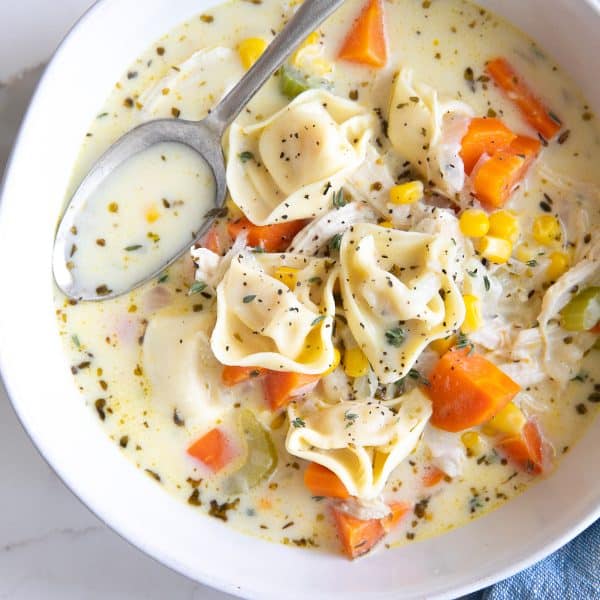 Creamy Chicken Tortellini Soup Recipe - The Forked Spoon