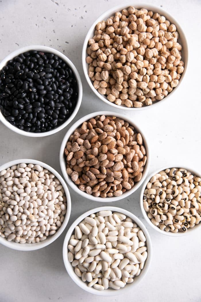 Image of small ramekins filled with different types of dried beans