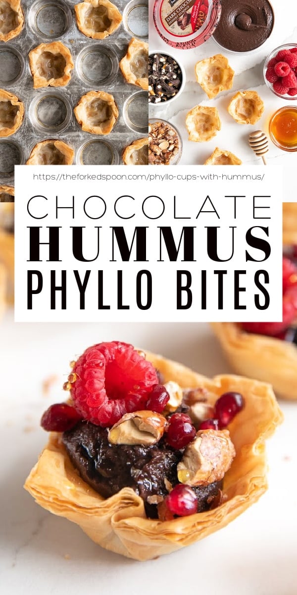 Homemade Phyllo Cups with Hummus Pinterest Pin Image Collage