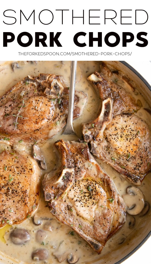 Smothered Pork Chops Recipe Pinterest Pin Collage Image