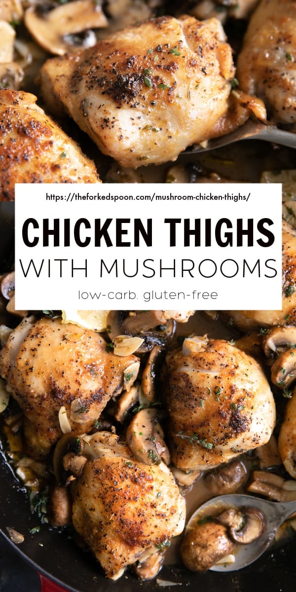 Garlic Mushroom Chicken Thighs Recipe Pinterest Pin Collage Image