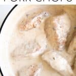 dad's cream of mushroom pork chops pinterest pin collaged image