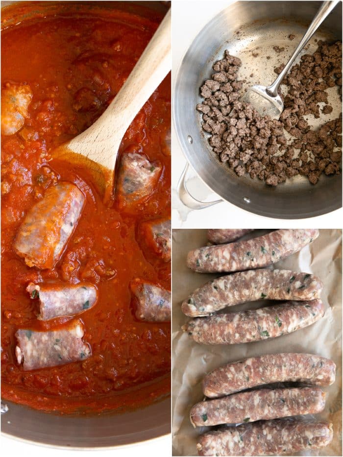 Grandma's Spaghetti Sauce with Meat Collage Image
