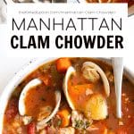 Manhattan Clam Chowder Recipe pinterest pin collage image