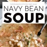 Navy Bean Soup with Ham pinterest pin collage image