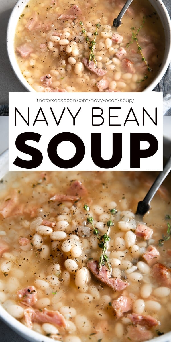 Navy Bean Soup with Ham pinterest pin collage image