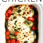 Oven Baked Pesto Mozzarella Chicken Breasts pinterest pin collage image