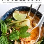 Thai Chicken Curry Noodle Soup Recipe pinterest pin collage image