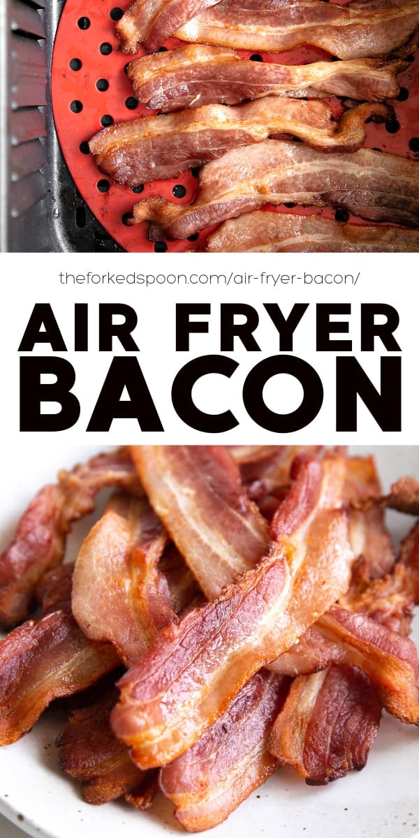 Air Fryer Bacon Recipe pinterest pin collage image