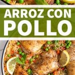 Arroz con Pollo - Chicken and Rice Recipe pinterest pin collage image