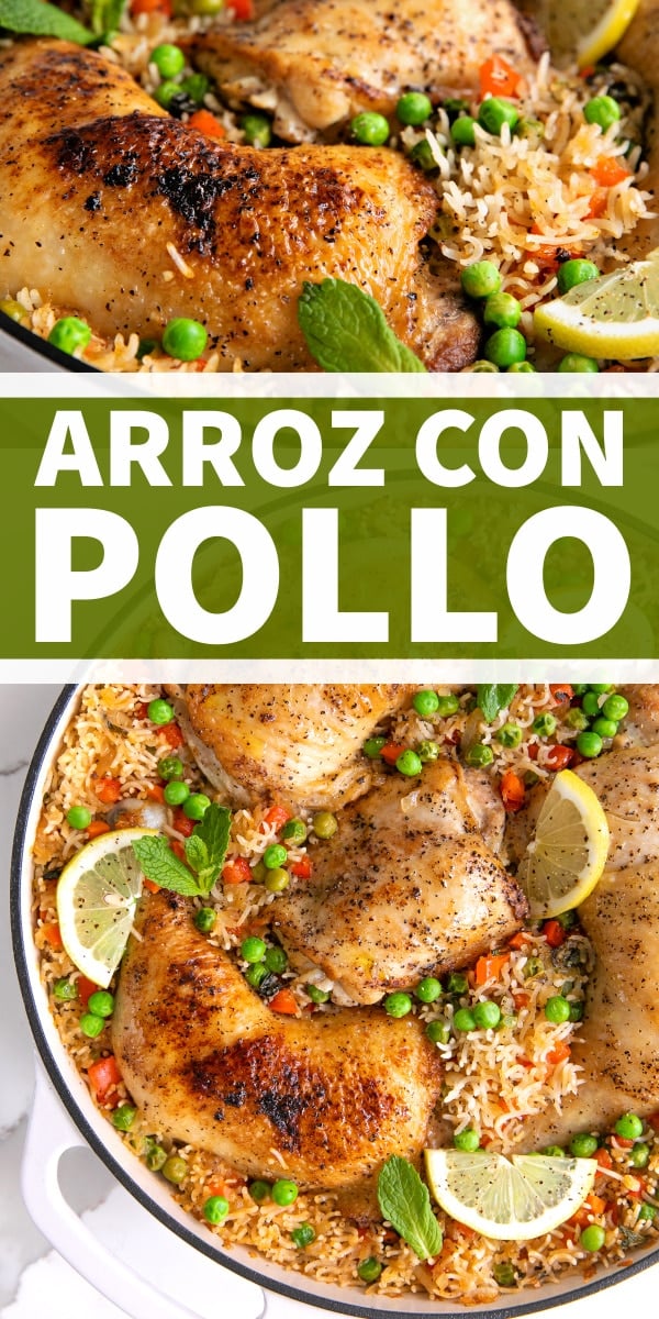 Arroz con Pollo - Chicken and Rice Recipe pinterest pin collage image