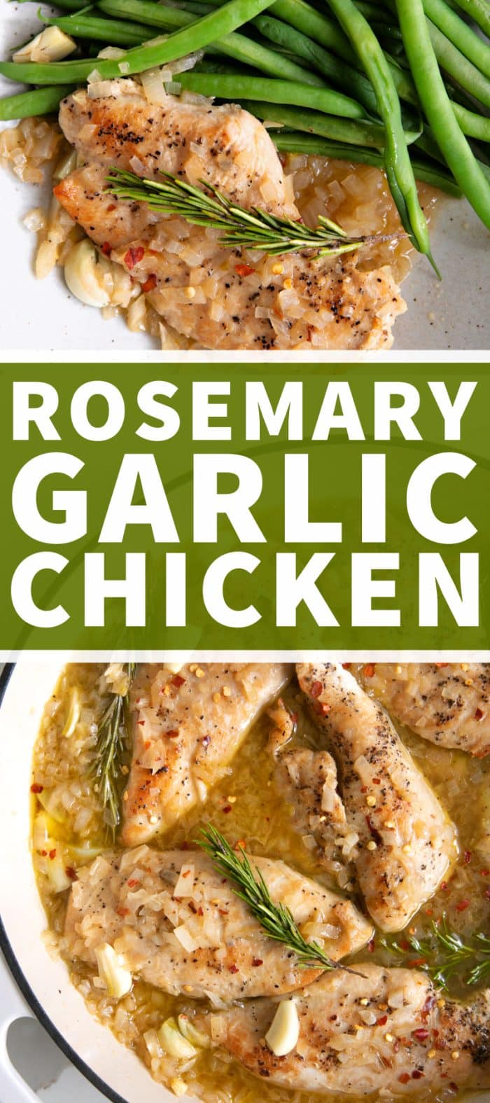 Rosemary Garlic Chicken Recipe pinterest pin collage image
