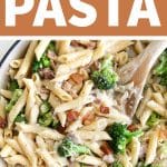 Easy Bacon Broccoli Pasta Recipe Pinterest Pin Image Collage