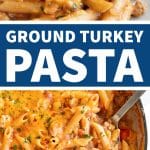 Ground Turkey Pasta Recipe Pinterest Pin Image Collage