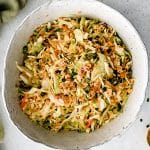 Pinterest Pin Image for ramen noodle salad recipe with one image and text overlay.