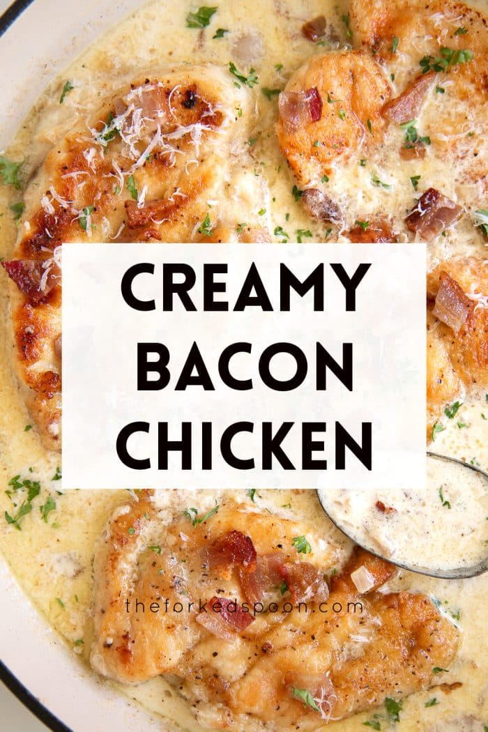 creamy bacon chicken Pinterest pin image