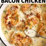 creamy bacon chicken Pinterest pin image