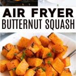 air fryer butternut squash pinterest pin image