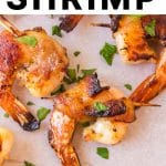 Bacon Wrapped Shrimp Pinterest Pin Image