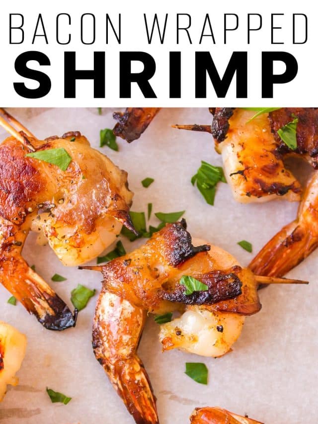 Bacon Wrapped Shrimp Pinterest Pin Image