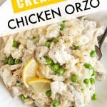 Lemon Chicken Orzo Pinterest Pin Image