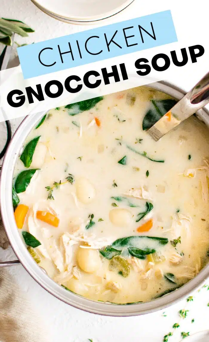 Chicken Gnocchi Soup Pinterest Pin Image