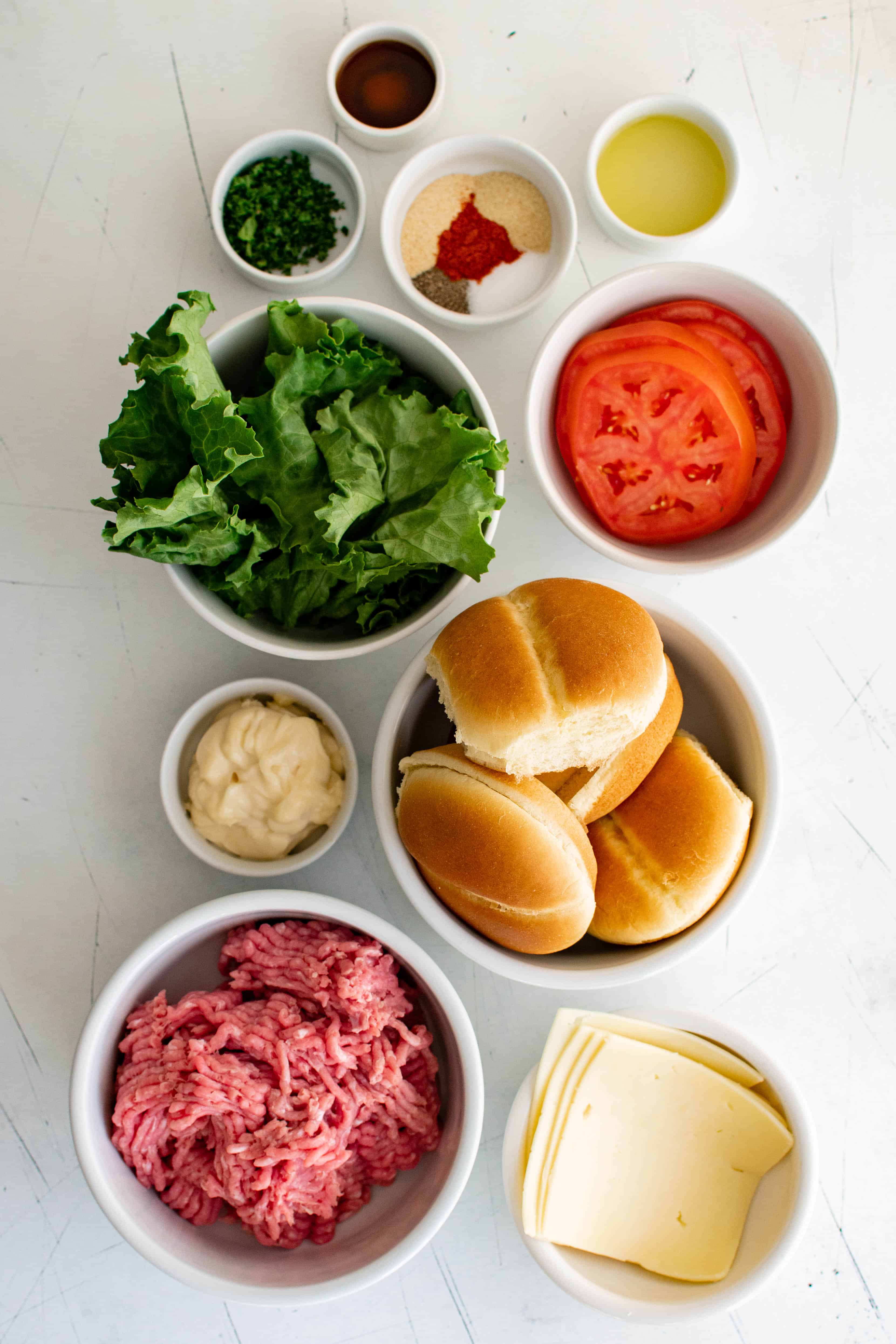 All of the ingredients needed to make homemade ground turkey patties.