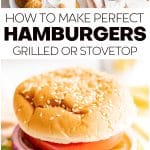 hamburgers recipe pinterest pin image