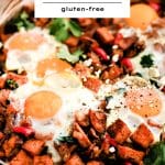 Pinterest Pin Image for sweet potato hash recipe with one image and text overlay.