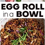 egg roll in a bowl pinterest pin image
