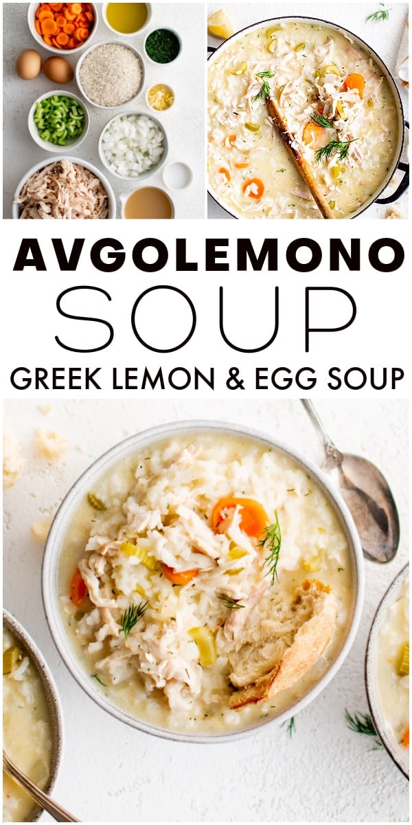 Avgolemono soup pinterest pin image