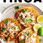 Chicken Tinga Recipe (Tinga de Pollo) Pinterest pin image
