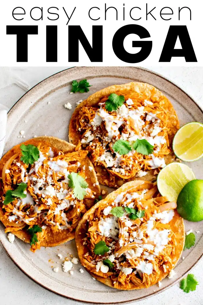 Chicken Tinga Recipe (Tinga de Pollo) Pinterest pin image