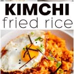 Kimchi fried rice pinterest pin image.