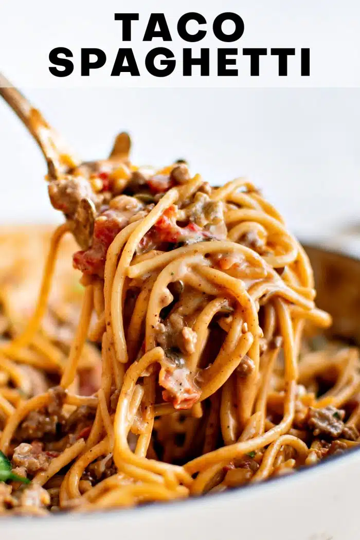 Taco Spaghetti Pinterest pin image