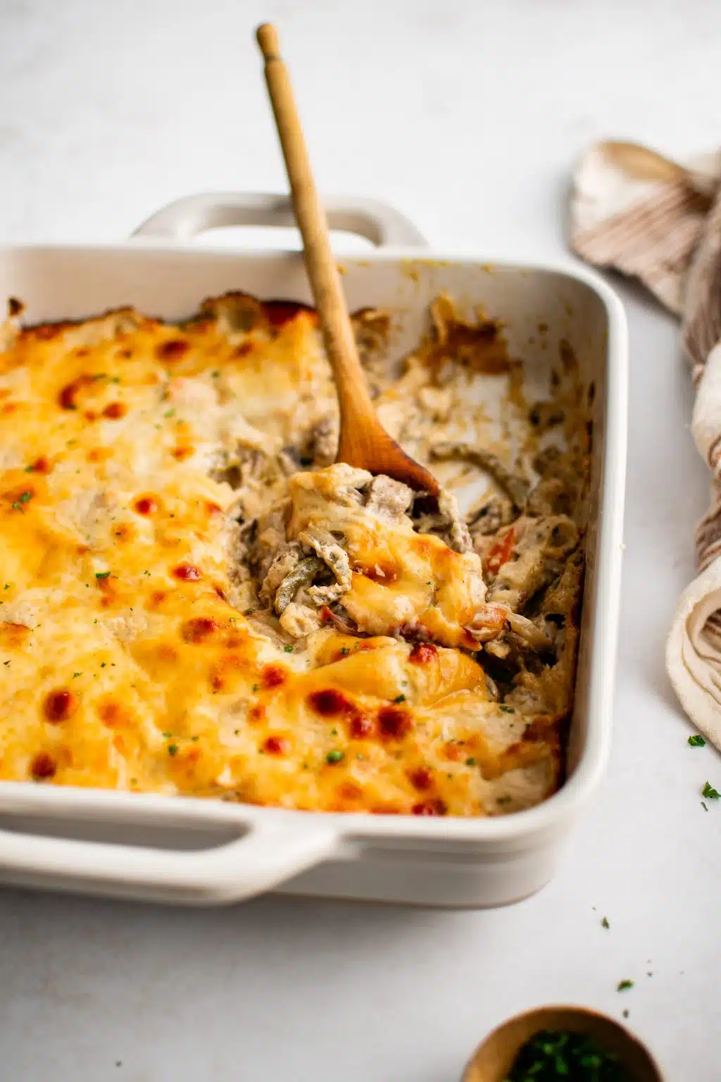 Philly Cheesesteak Casserole - The Forked Spoon