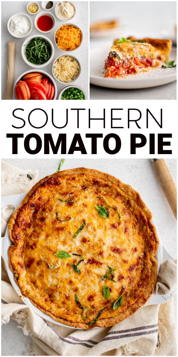 Southern Tomato Pie Pinterest Pin Collage with text