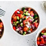 Israeli Salad Recipe Pinterest Pin with text overlay.