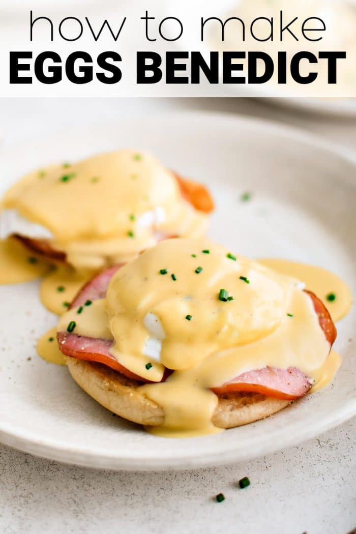 Eggs Benedict Pinterest Pin Image with Text Overlay