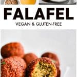Pinterest pin image collage for homemade falafel recipe with text overlay.