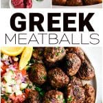 Greek Meatballs Pinterest Pin Image Collage with text overlay