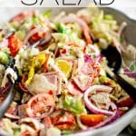 Grinder Salad Pinterest pin image with text overlay.