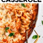 Pinterest Pin for Meatball Casserole Recipe with one image and text overlay.
